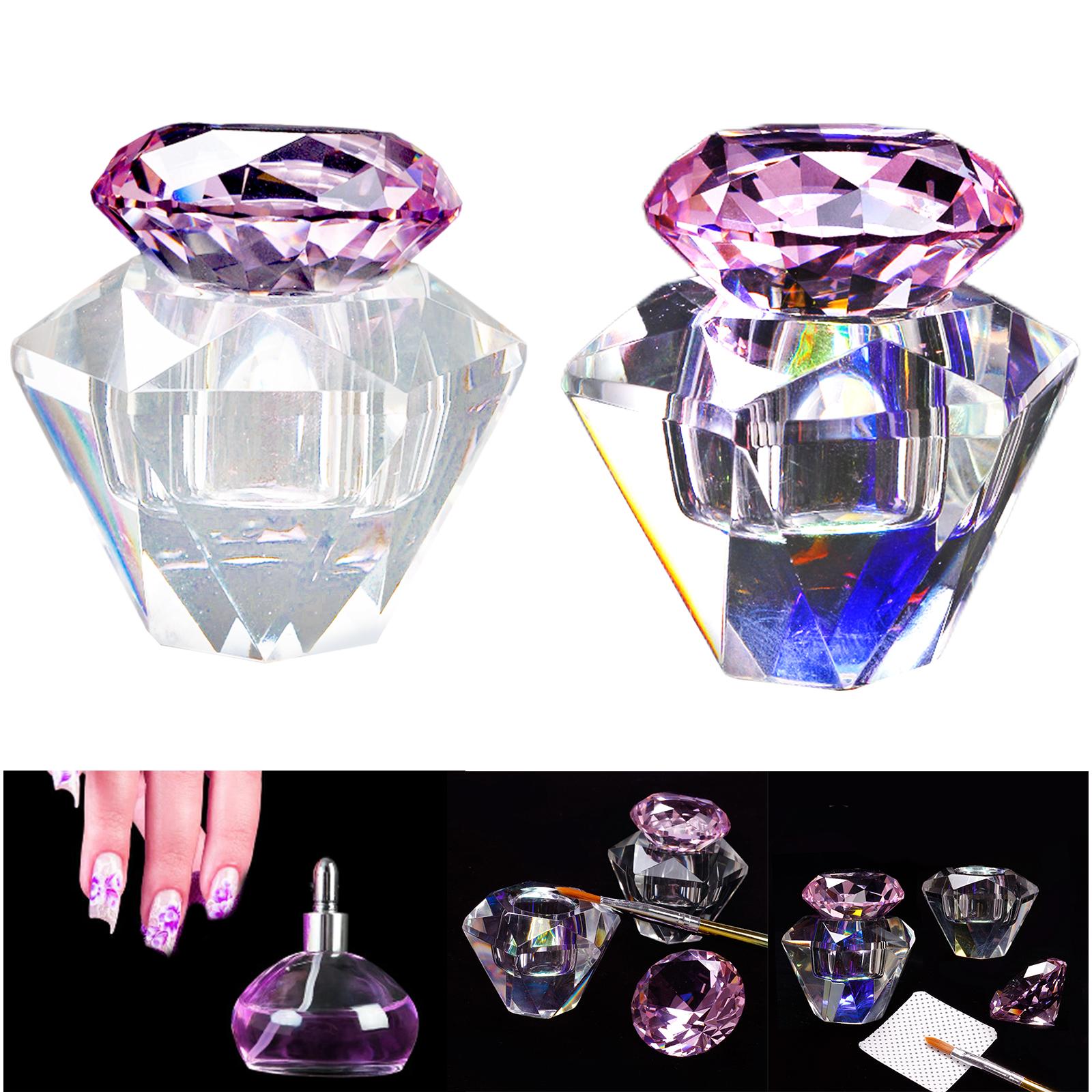 Glass Nail Art Cup with Lids Manicure Care Tools Crystal Glass Jar for Holding Acrylic Liquid