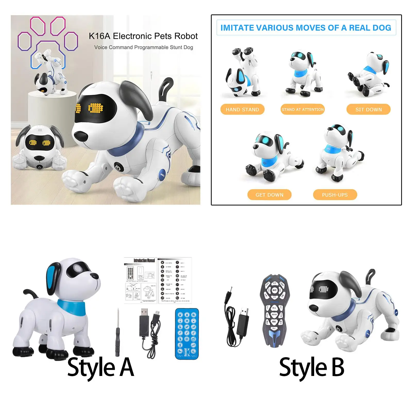 Remote Control Robotic Dog Programmable RC Stunt Robot Toys Electronic Pets RC Animal Dog Toy for 3~8 Boys Birthday Gifts