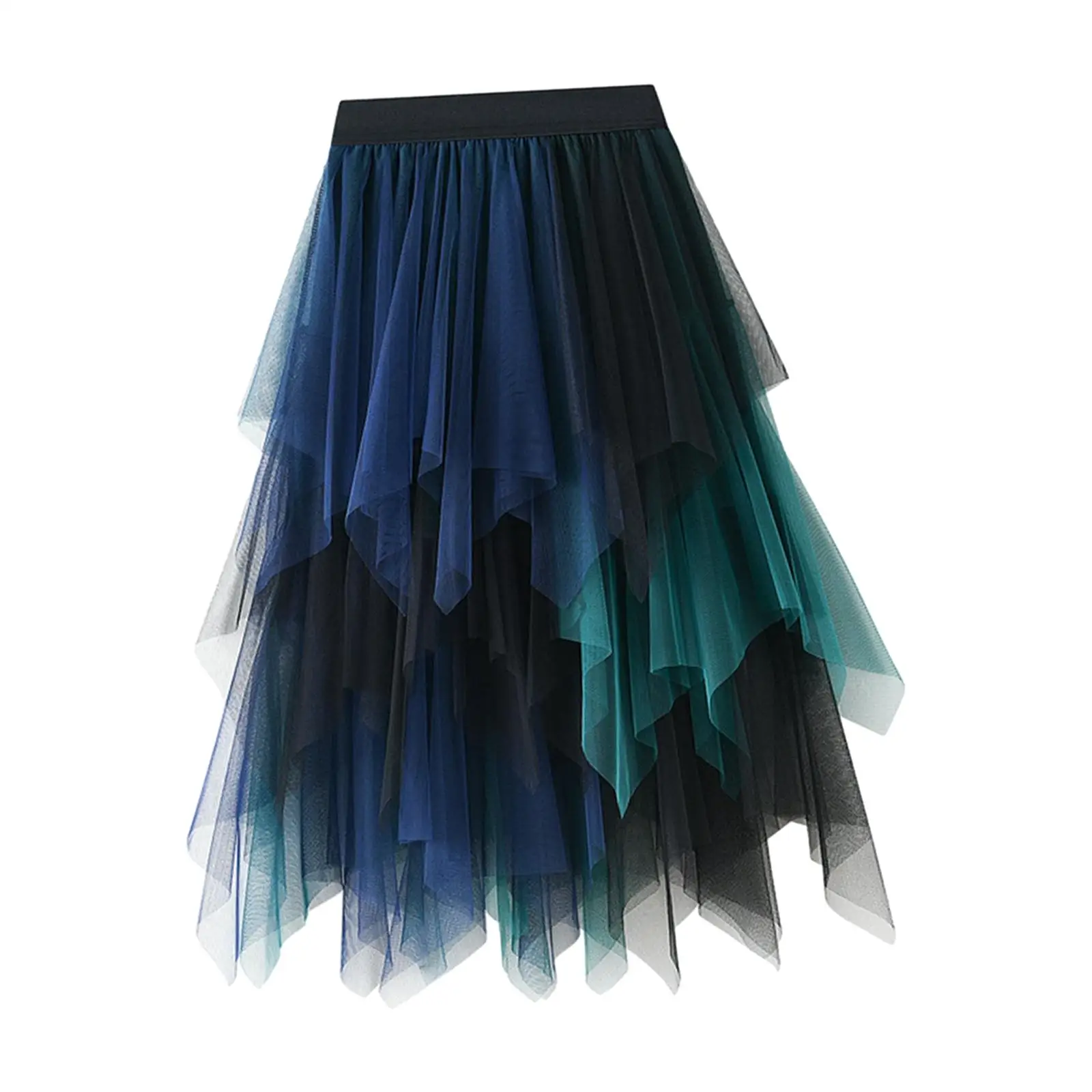 Tulle Skirts for Women Dress Asymmetrical Elastic High Waist Fairy Skirt for Stage Performance Halloween Prom Casual Daily Wear