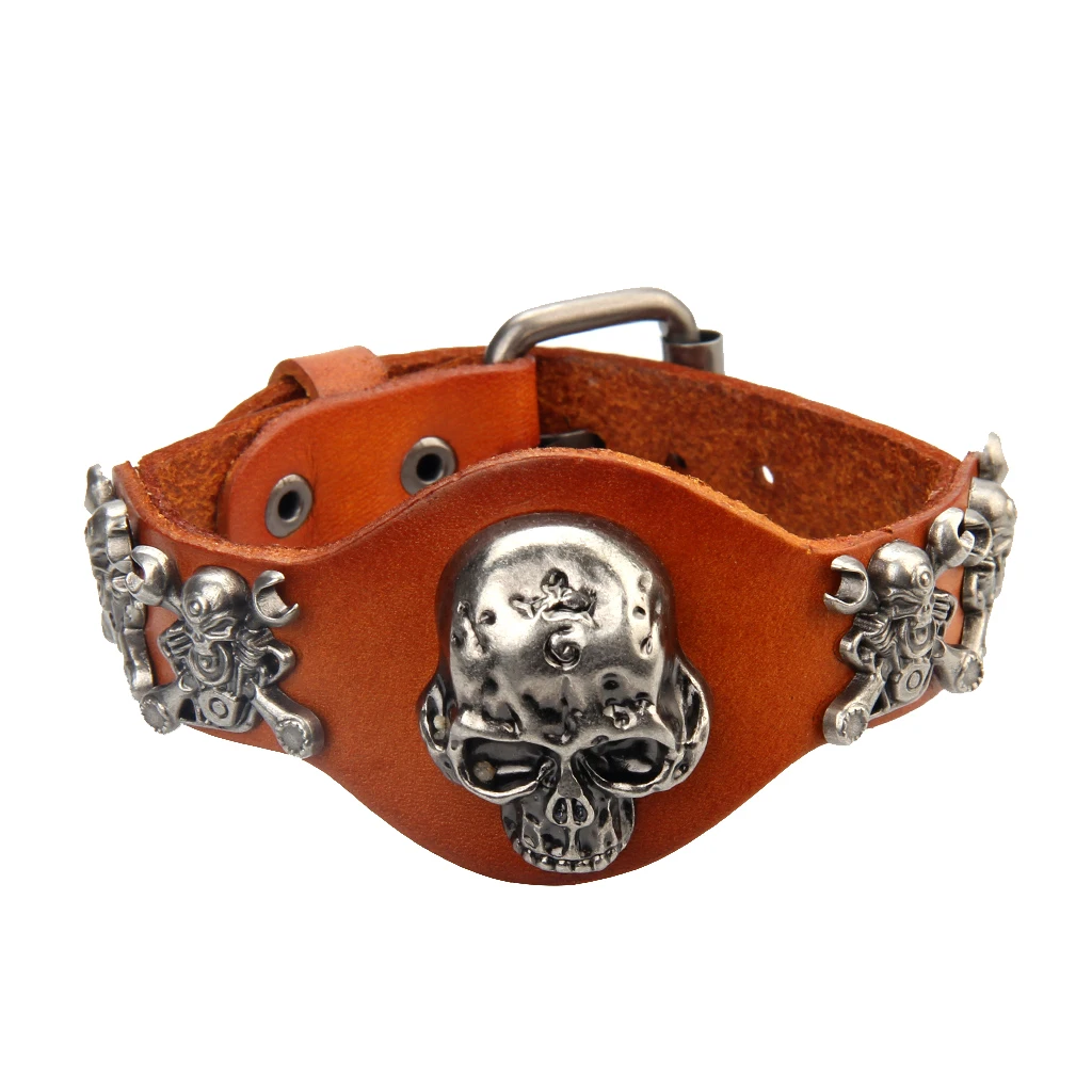 Skull PU Leather Bracelet Skeleton Arm Band  Fashion Jewelry