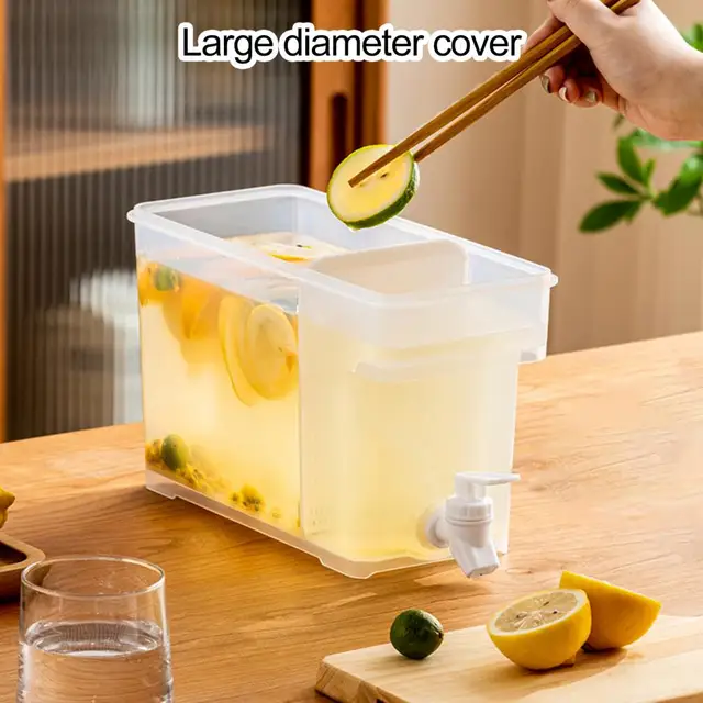Fridge Juice Container Household Stuff3.5L Drink Dispenser with Spigot No  Odor Transparent Great Seal Filtering Plate Drink Stor - AliExpress