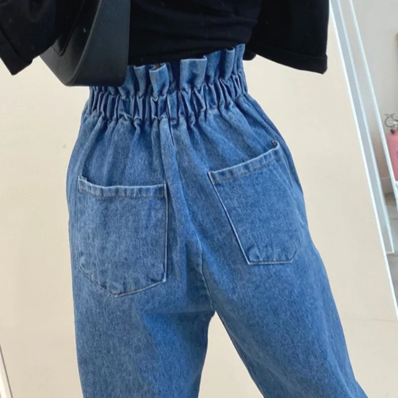 Tinomiswa High Waist Harem Pants Pockets Button Up Denim Jeans Women Korean New Arrival Casual Loose All-match Pantalones Mujer denim