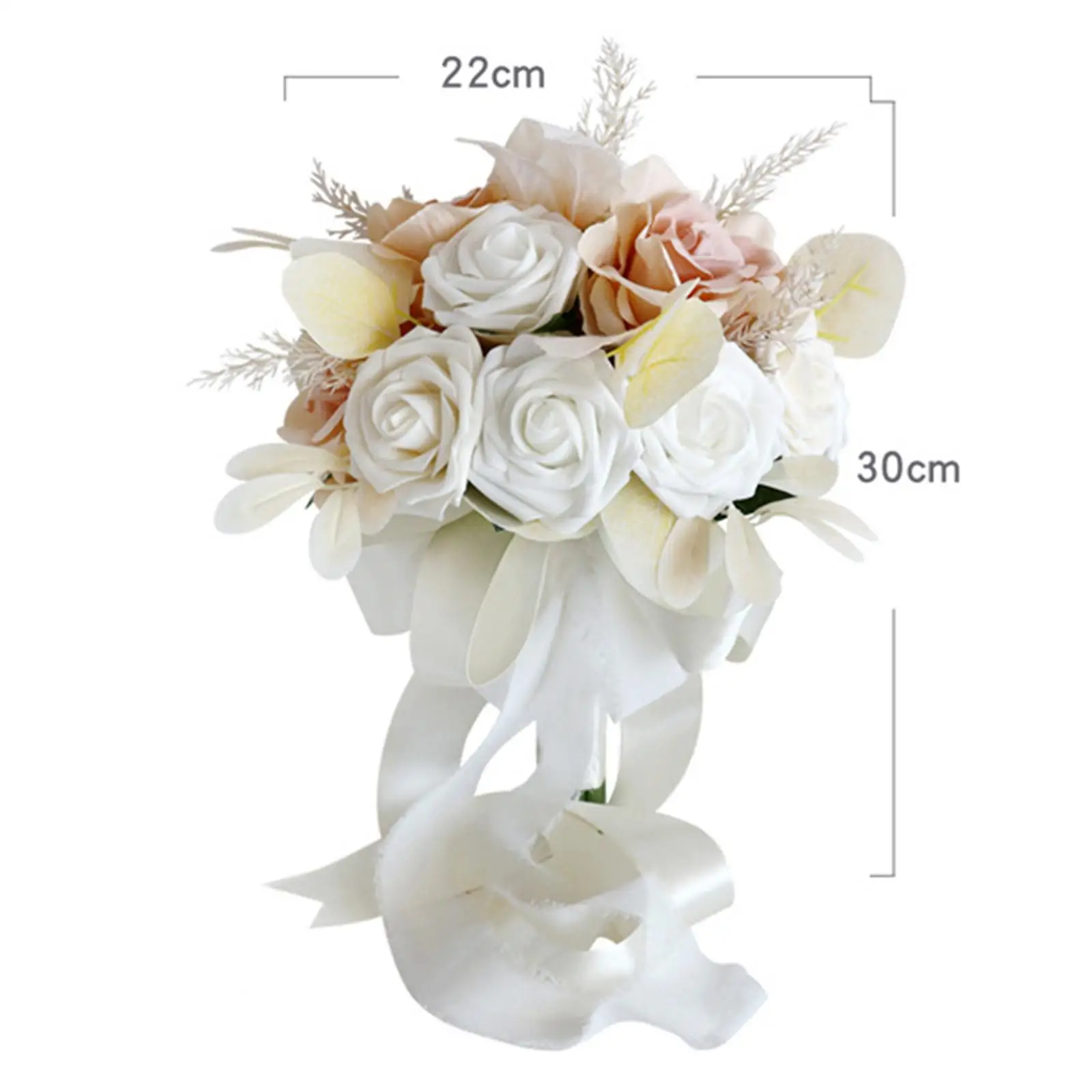 Romantic Bridal Bouquets Table Centerpiece with Ribbons Silk Holding Flower for Festival Anniversary Valentine`s Day Party