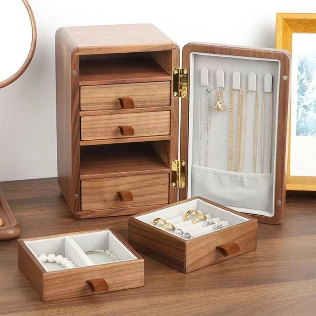 5 Drawers Jewelry Box Secure Storage for Necklaces Rings Wood Jewelry  Storage Box Display Holder for Women Birthday Dropshipping - AliExpress