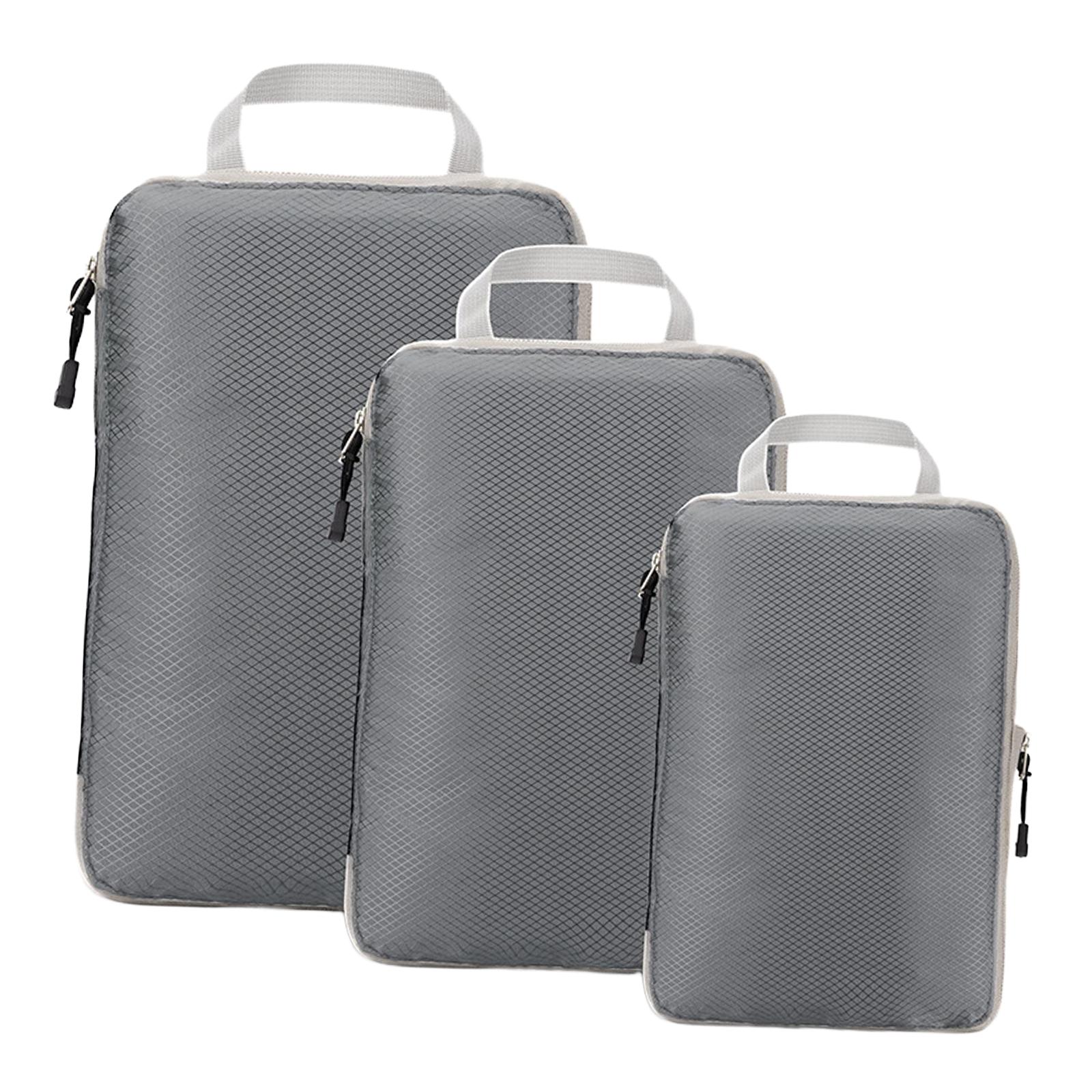 3Pcs Travel Compressible Packing Cubes with Handbag Men Women for Suitcases