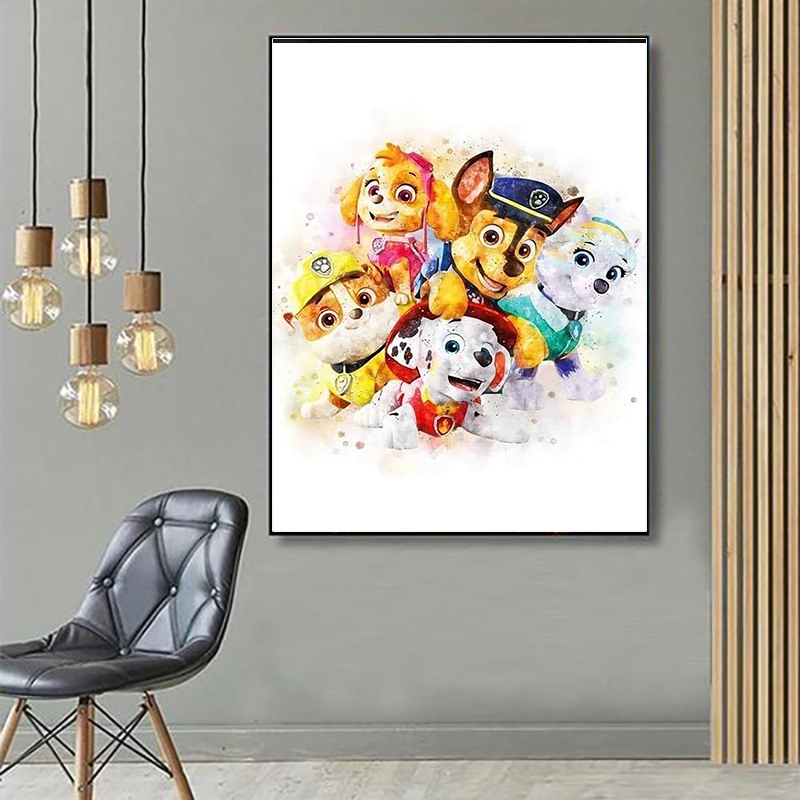 Description Picture 2 of itemDIY Wang Wang Team Makes Great Achievements in Diamond Painting Colorful Cartoon Dog Cross Embroidery Mosaic Home Decoration