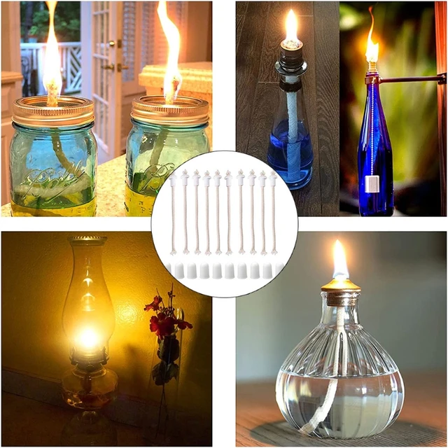 3Pcs Glass Fiber Wick With Glass Holder for Kerosen Oil Lamp Alcohol Wine  Bottle