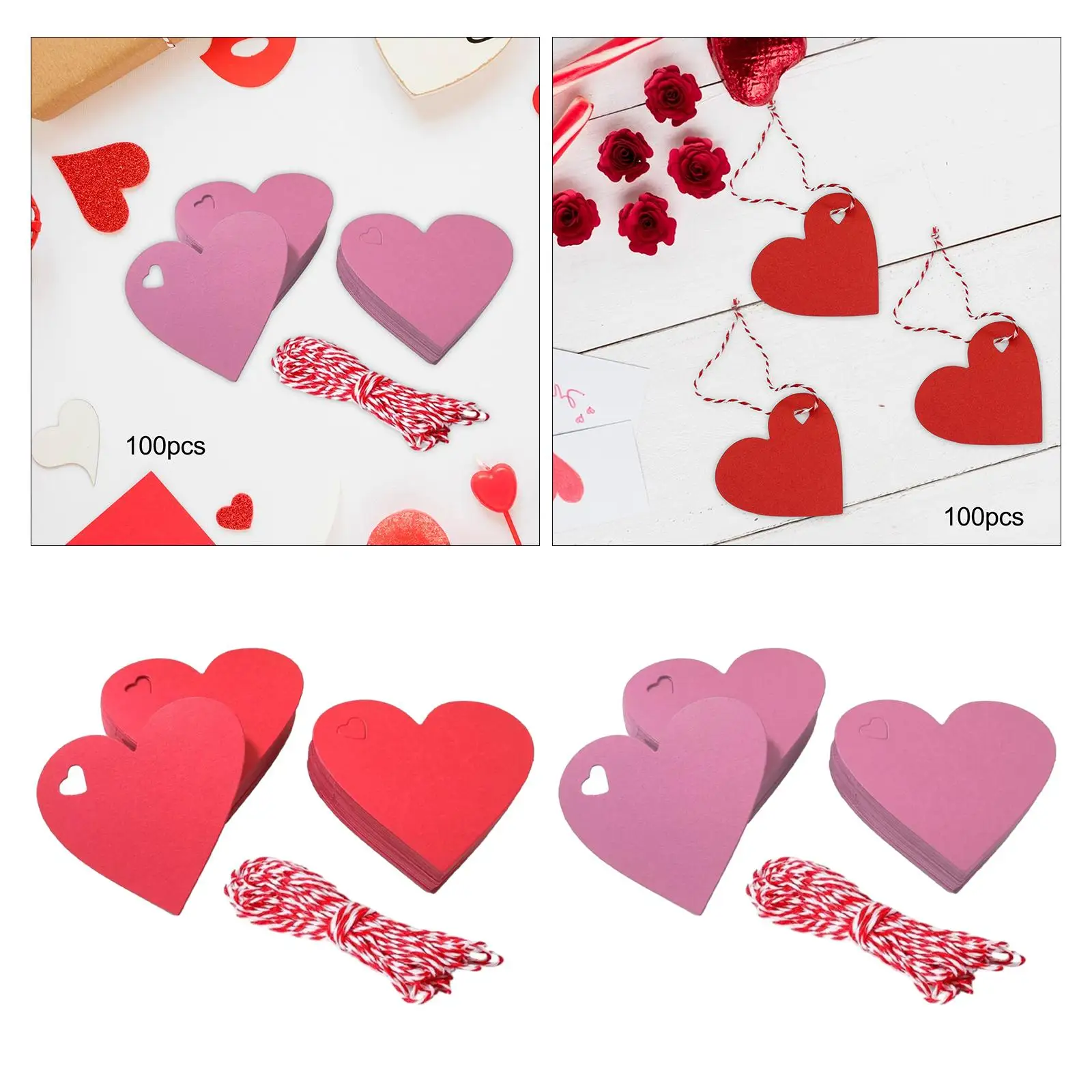 100 Pieces Valentines Day Heart Tags for Mother`s Day Embellishment Wedding