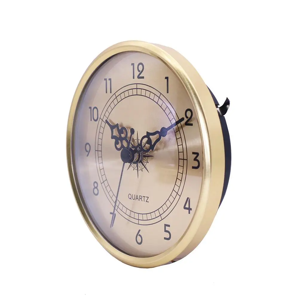 Professional 4.25Inch Quartz Clock Mechanism Insert  Gold Trim Arabic Numeral