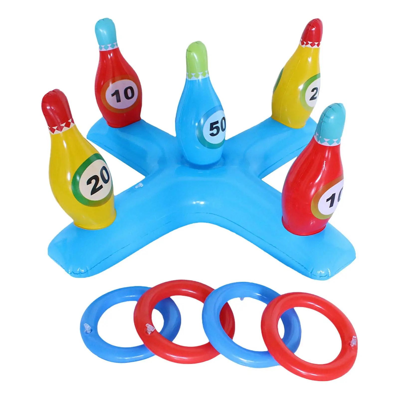 Ring Toss Game Set Team Cooperation Inflatable Bowling Set Carnival Outdoor Games for Games Xmas Activity Backyard Birthday