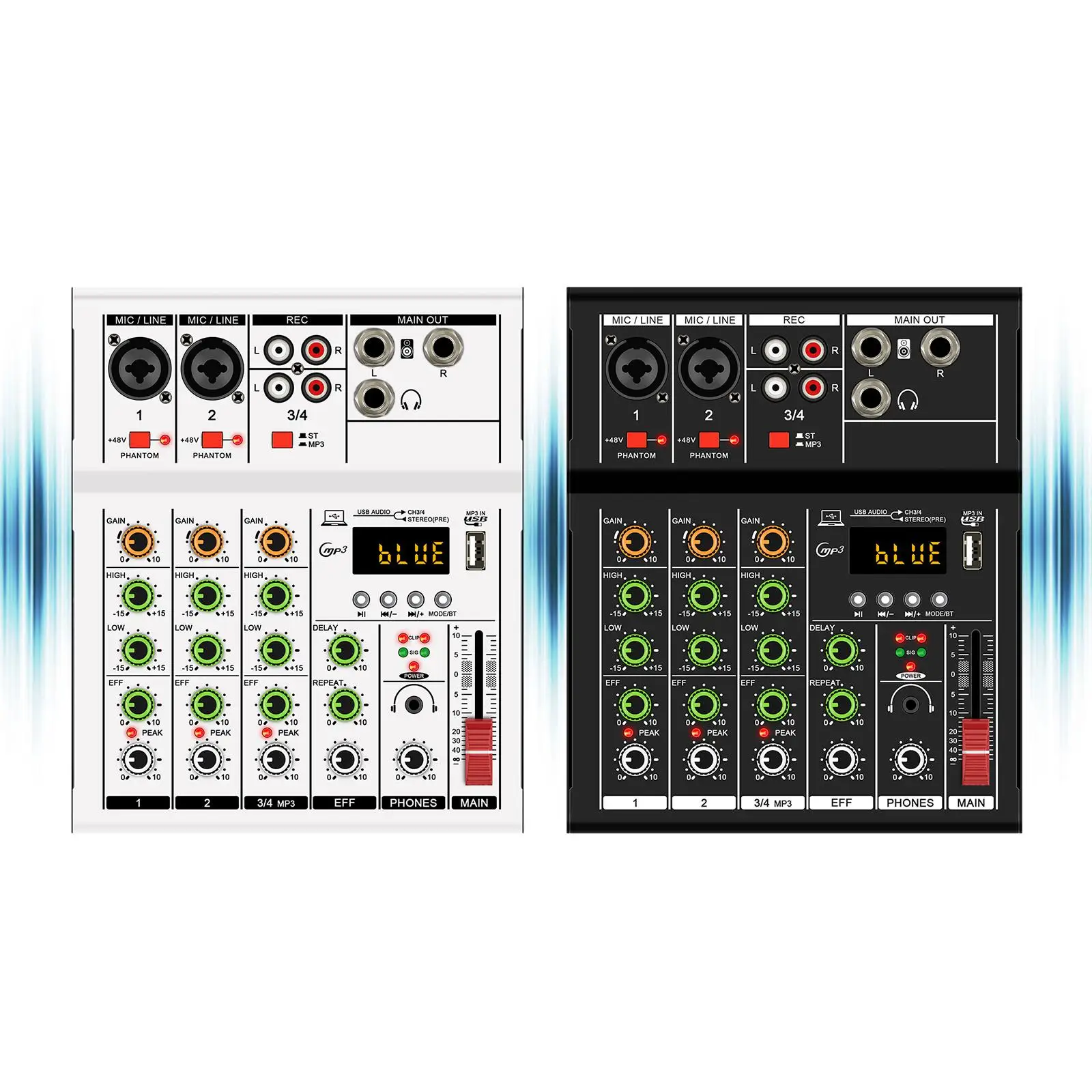 Studio Audio Mixer 4 Channel Portable Professional Sound Board Sound Mixing Console for Karaoke Recording Beginners DJ Broadcast