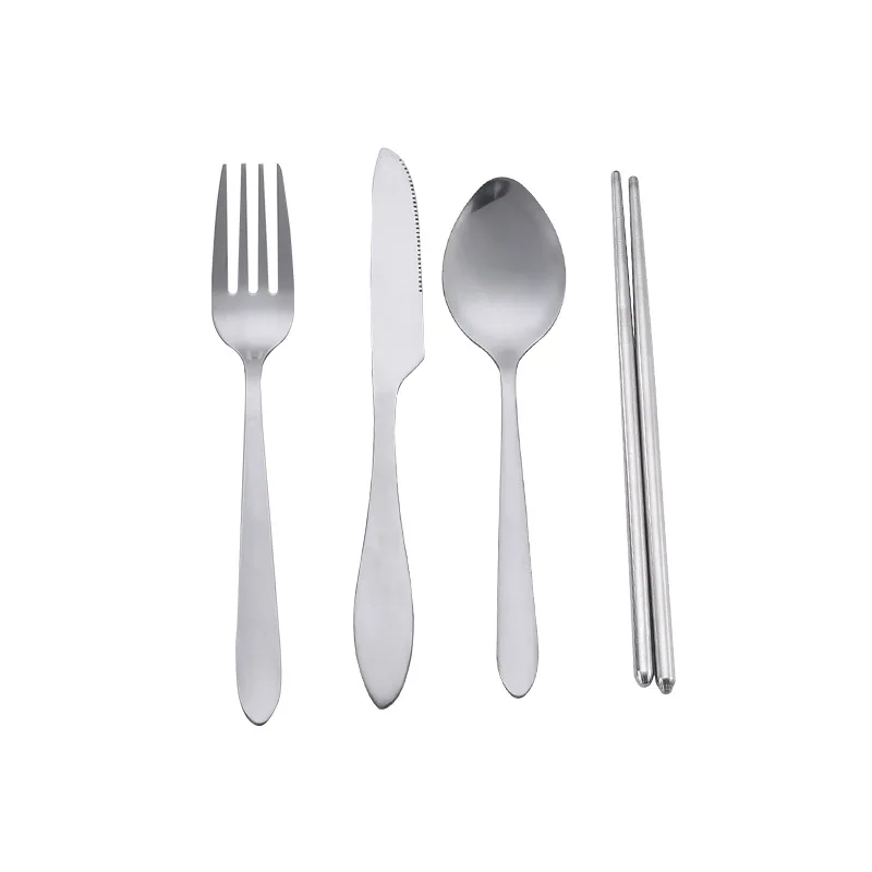 Description Picture 6 of item4pcs/Set Dinnerware Portable Printed Stainless Steel Spoon Fork Steak Knife Set Travel Cutlery Tableware with Bag