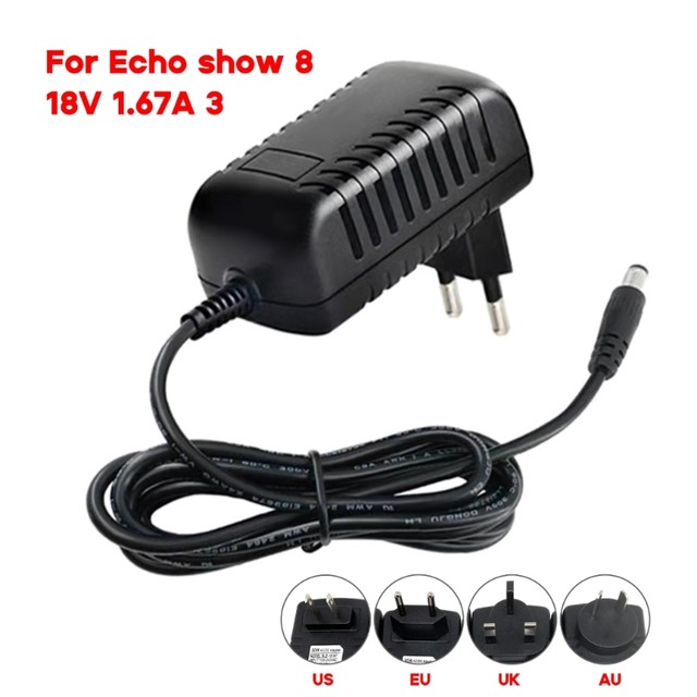 Echo show用ACアダプター充電器,電力コード,新品,30w,18v,1.67a,15v,1.4a,8 plus,3th, 2nd, -  AliExpress