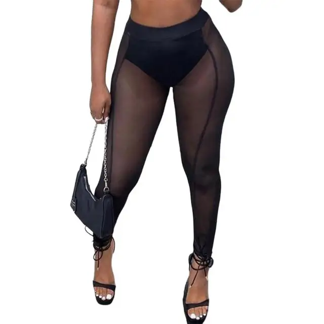 Sxglamr Women's See Through Leggings Sexy Elastic Pencil Sheer Pants Black  Mesh High Waist Casual Tights, Black Curve, Small : : Clothing,  Shoes & Accessories