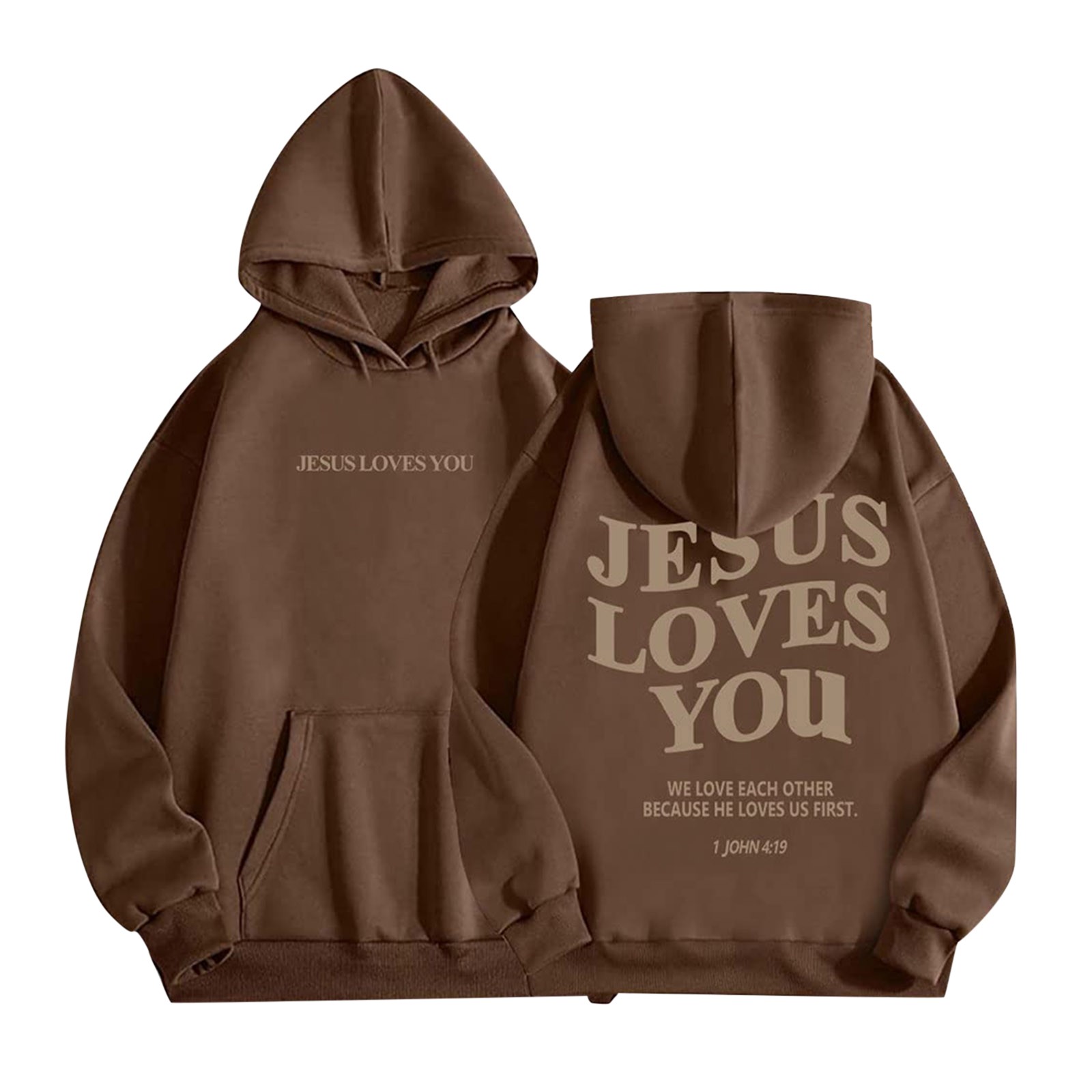 Title 4, Jesus Loves You Felpa con cappuccio grafica ove...