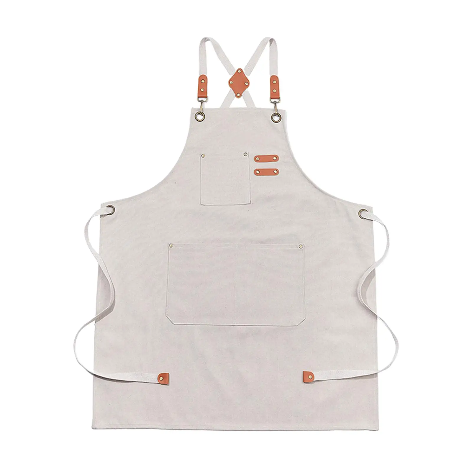 Canvas Apron with Pockets Cross Back Bib Apron for Painting Work Shop Baking