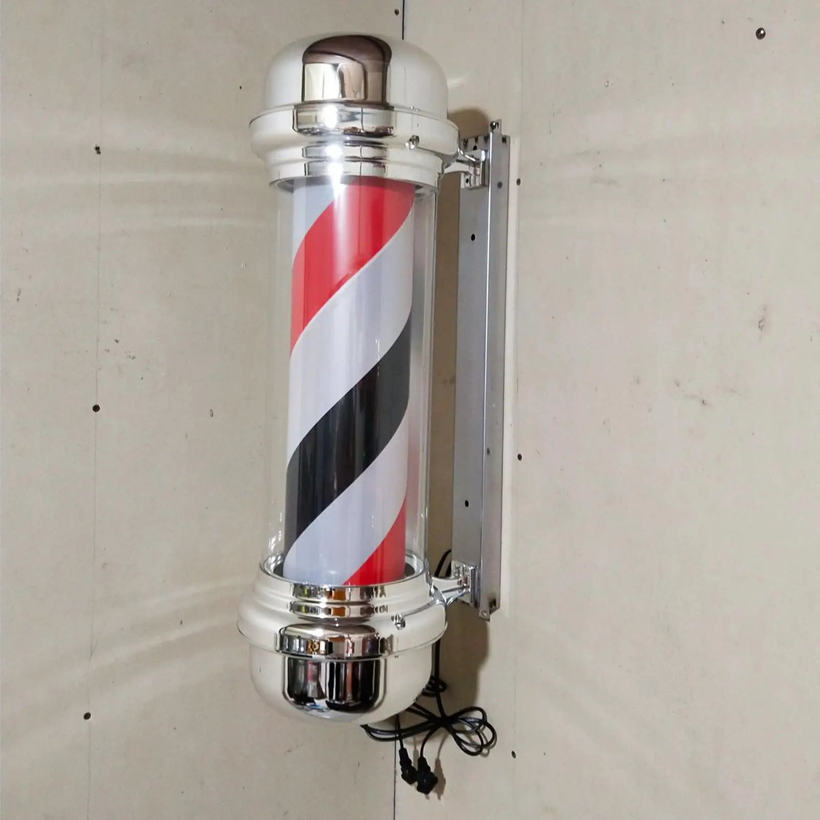 Barber Pole Light Classic Acrylic Outer Cylinder Barber Shop Rotating Light for Indoor Outdoor