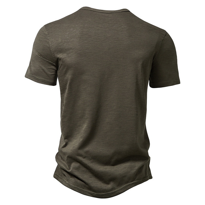 New Korean Henry Collar Summer Men's Solid Color Short Sleeve T-shirt for Men Casual Polo Shirts Men's Sports Tops