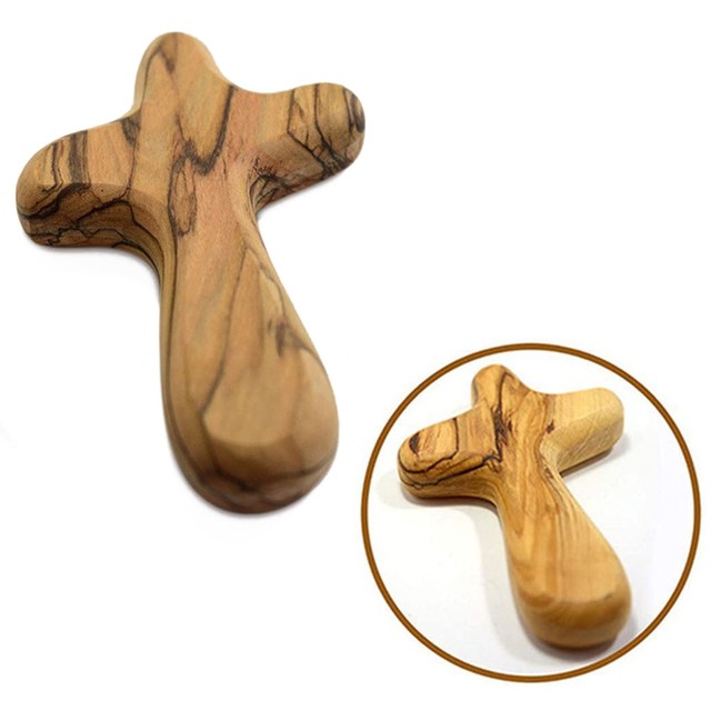 Comfort Pocket Cross Crucifix , 4.3 Olive Wood from Holy Land