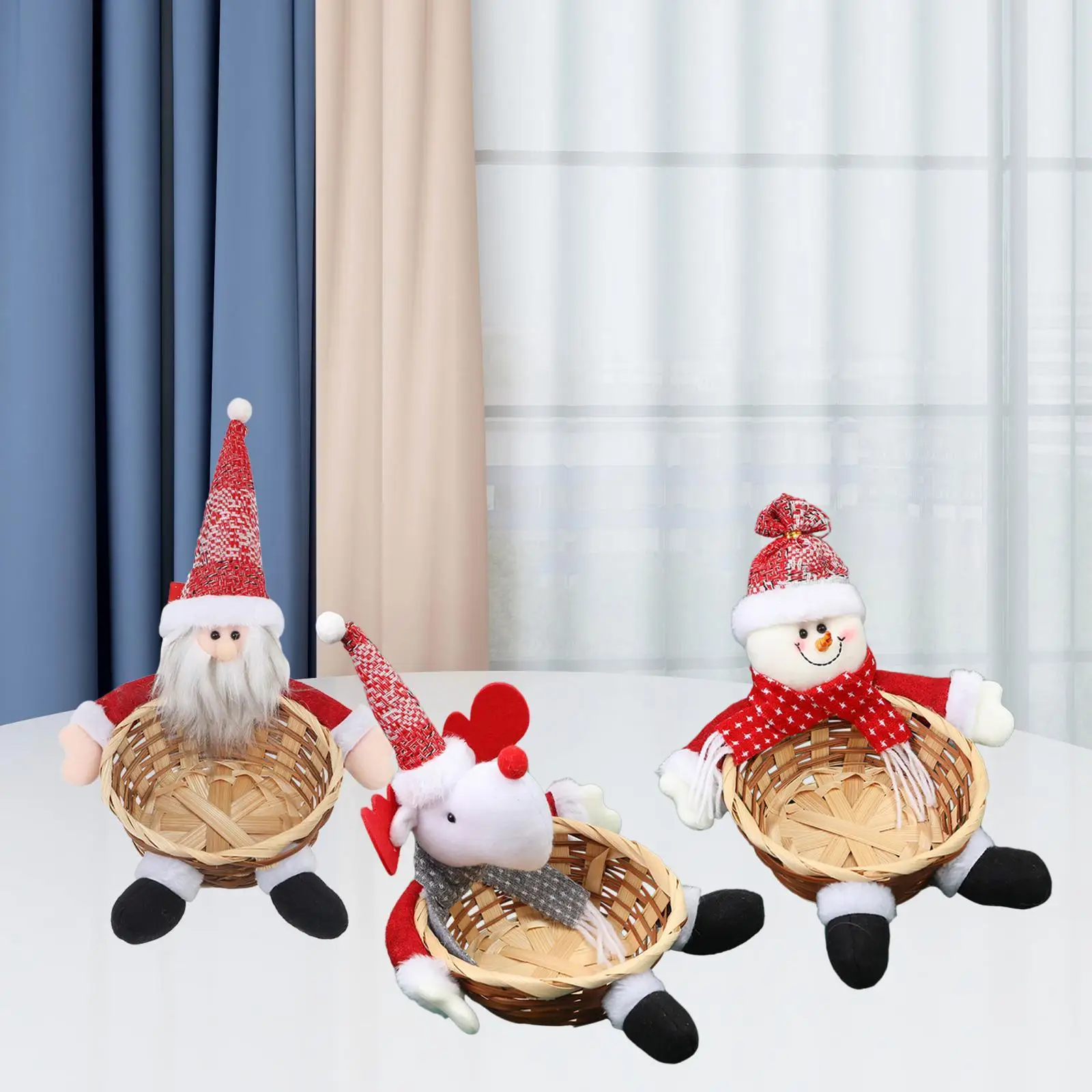 Handwoven Basket Christmas Storage Basket Desktop Ornament Food Candy Basket