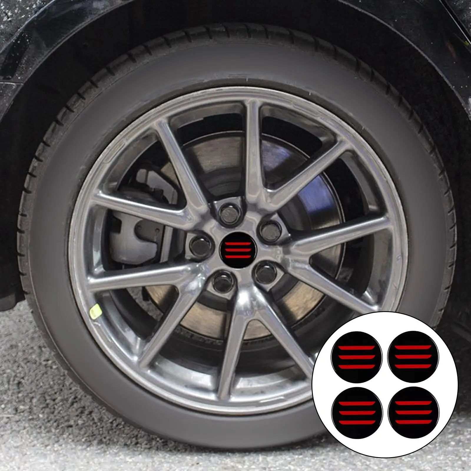 4 Pieces Car Wheel Center Hub Caps Sticker Frame Anti Scratch Fits for Tesla Model 3
