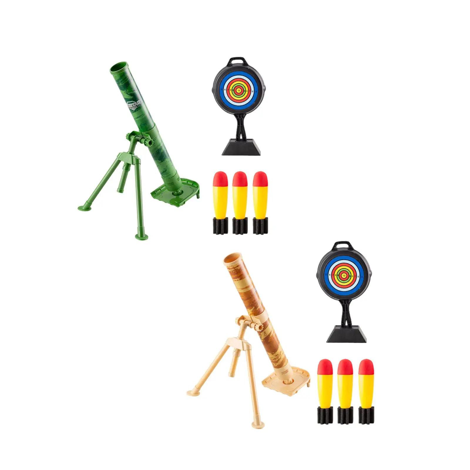 Mortar Launcher Toy Set Interactive Games with 3 Safety Foam Shells Play Game Kits Launch Set Chase Rocket Birthday Present