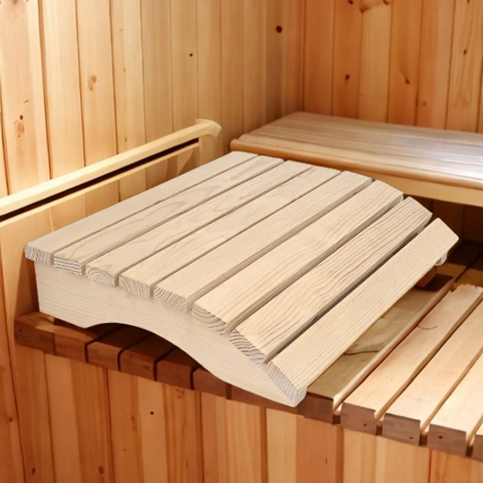 Sauna Backrest Household Slip Resistant Wooden Sauna Headrest for Sauna Room