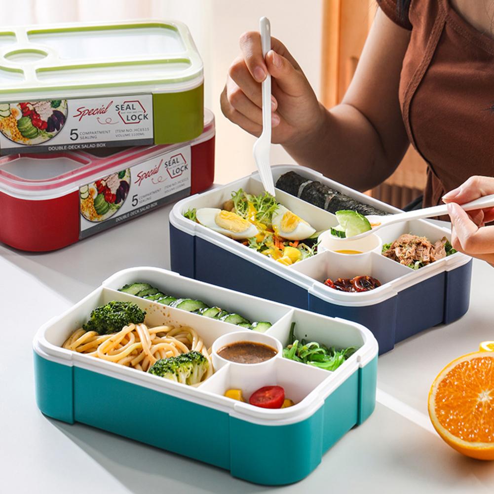 Bento коробка с крышкой для пищевых продуктов BPA бесплатно Ланч-бокс 5  отсеков большой емкости Ланч-бокс контейнер для хранения | AliExpress