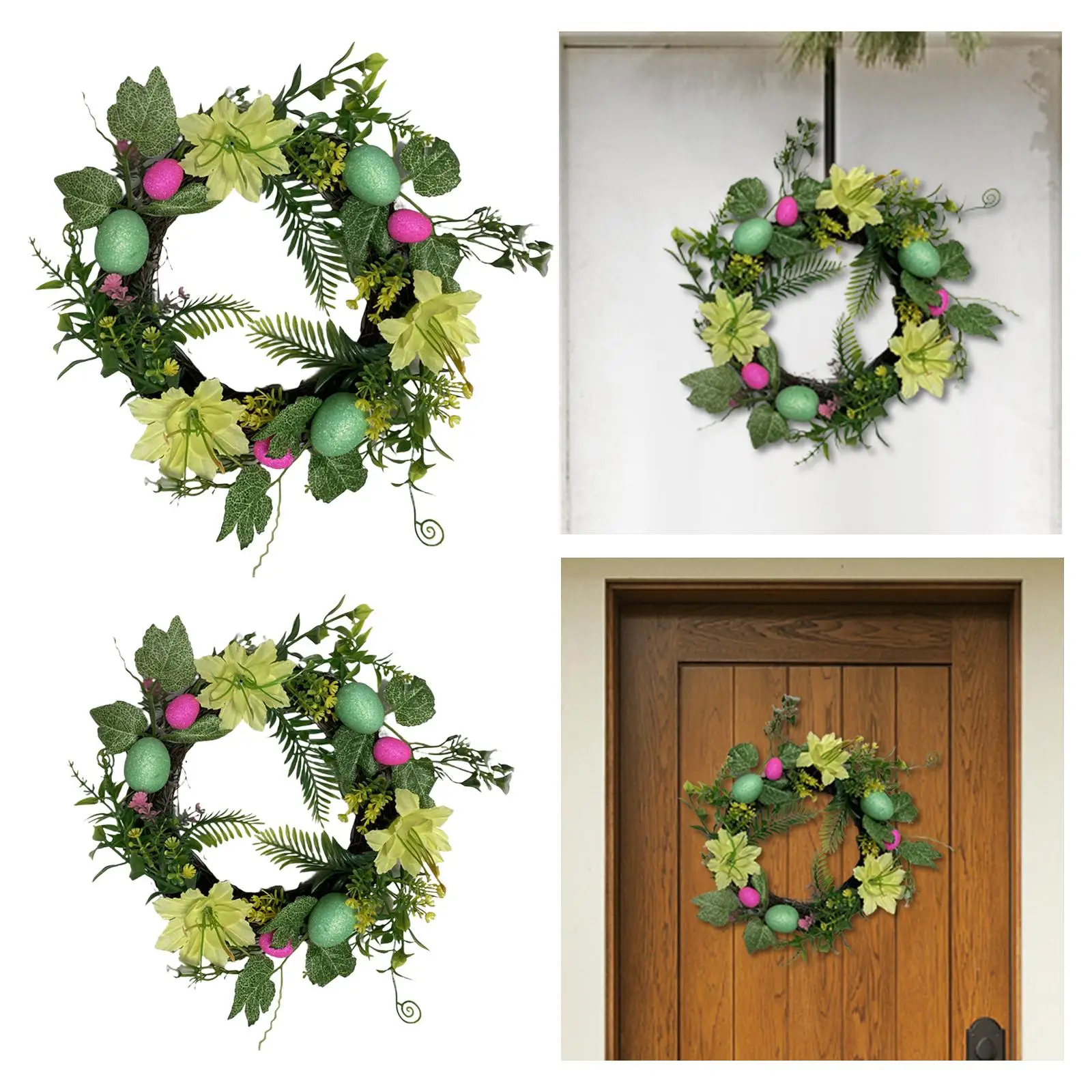 Easter Wreath Holiday Wreath Door Flower Wreath for Home Easter Decoration