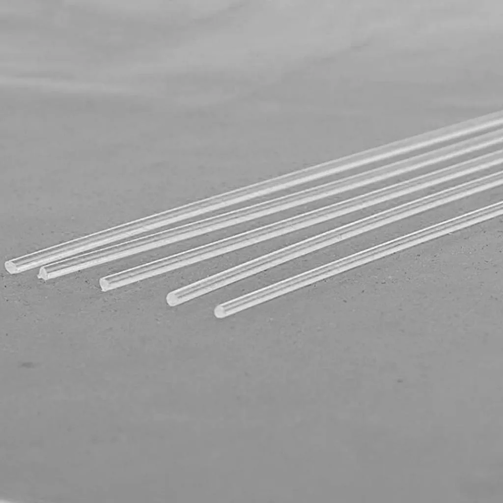 5 Pieces 2x250mm Transparent Round Rod Acrylic Glass Round Rod