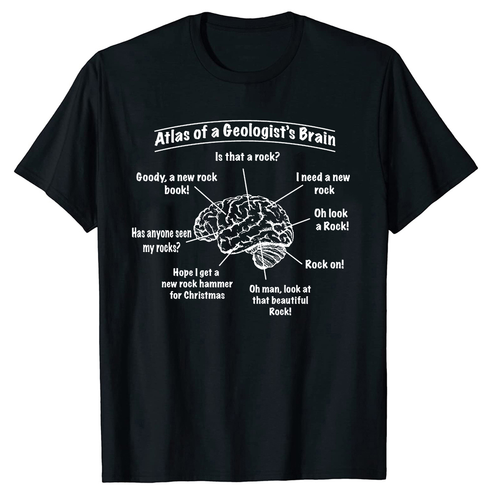 Lustiger Atlas eines Geologen Gehirn T-Shirts Sommer Geologie Rock Grafik Baumwolle Streetwear Kurzarm Geburtstags geschenke T-Shirt Männer – Detail 2