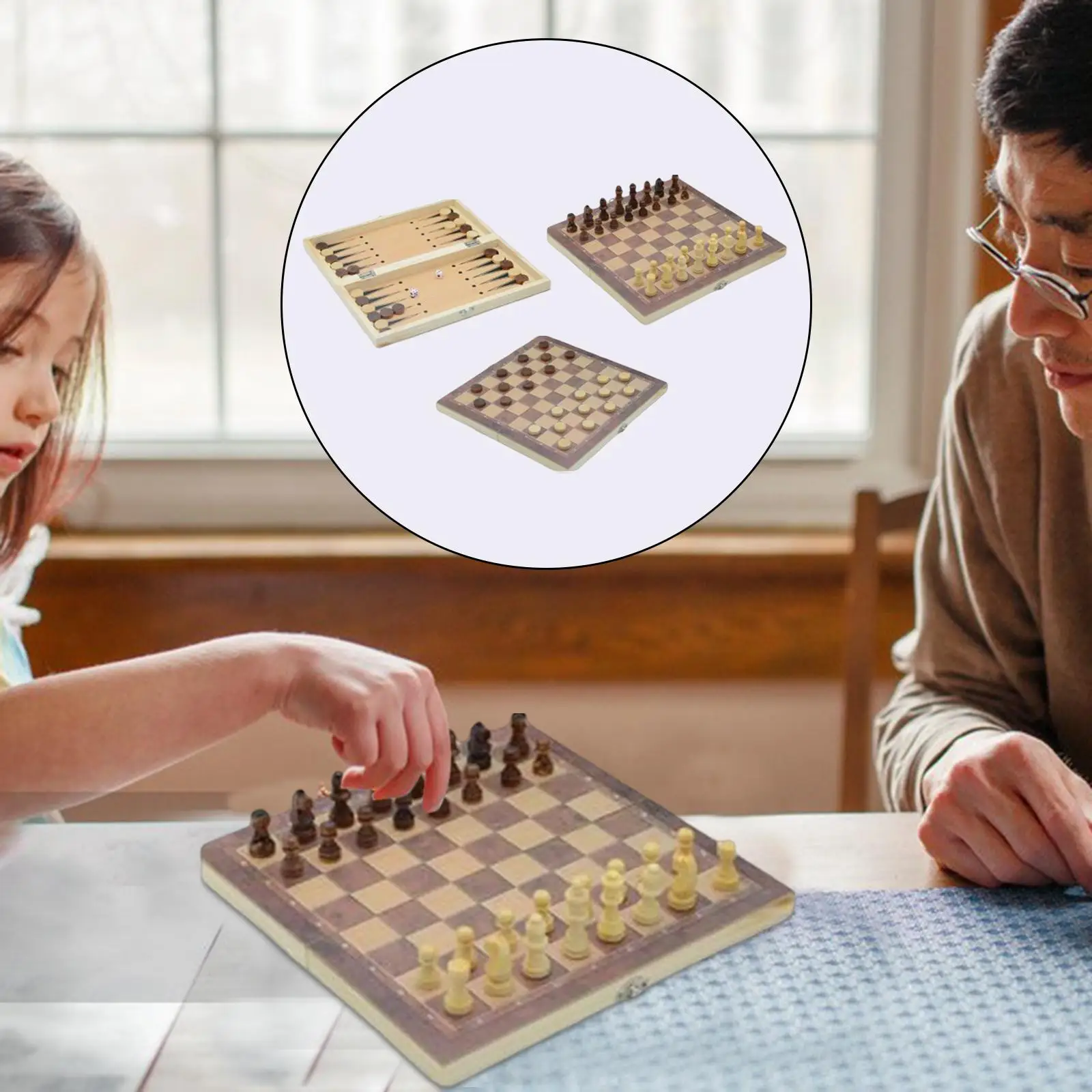 Board Games Portable Folding Chess Game Wooden Chess Set for Indoor Adults