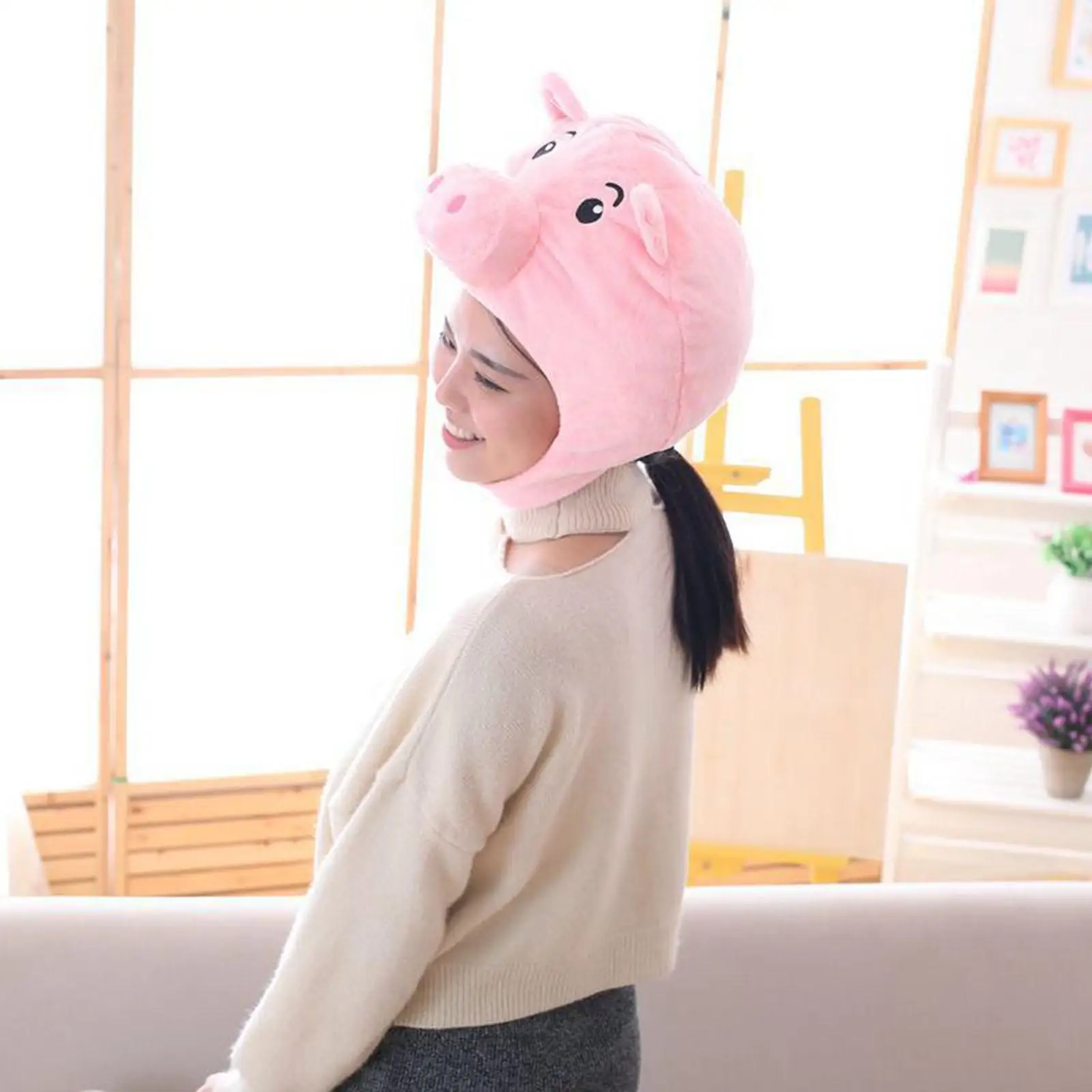 Soft Pig Hat Cosplay Birthday Gift Women Girls Headband for Christmas Party