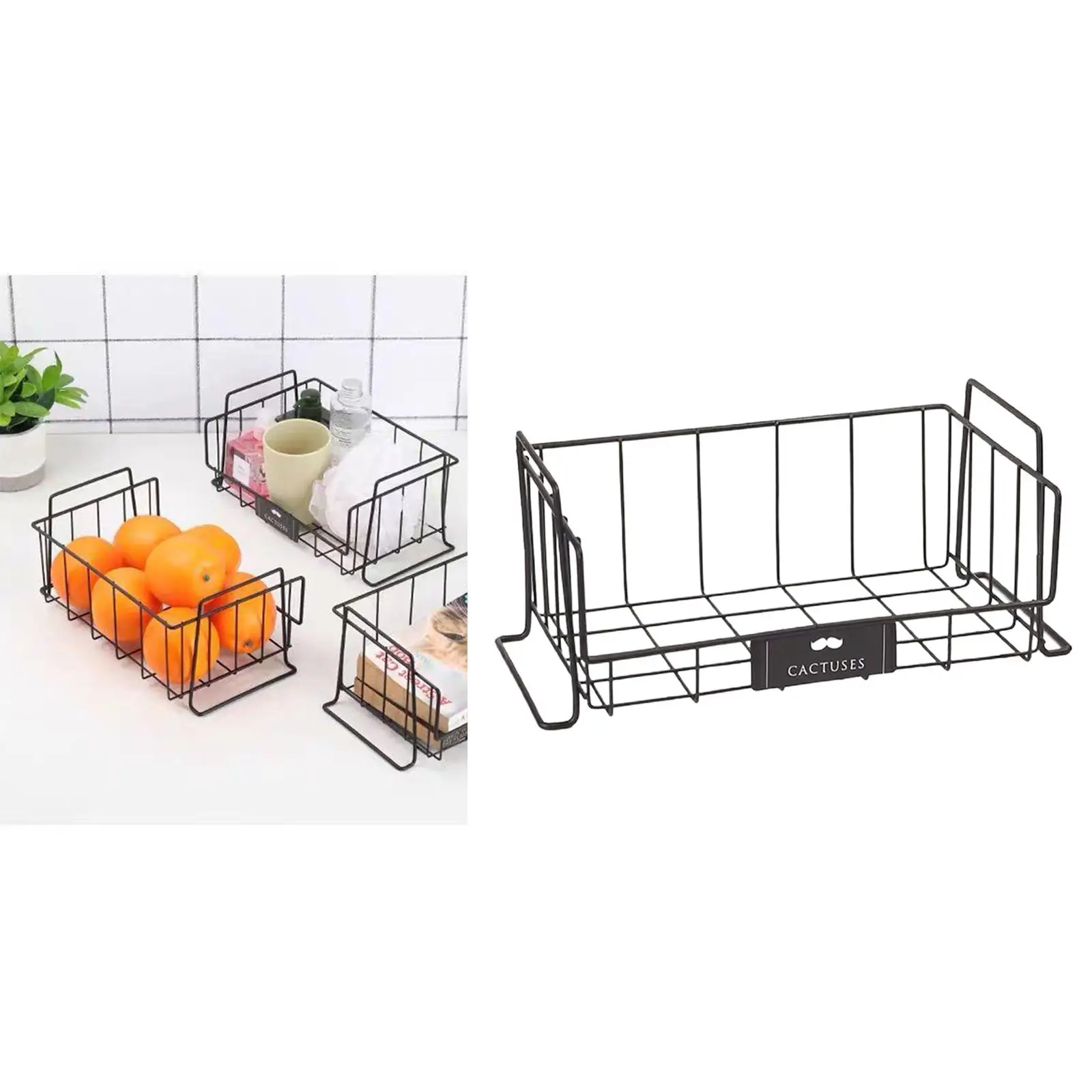 Freezer Wire Storage Organizer, Household Refrigerator Bin Basket with Handles