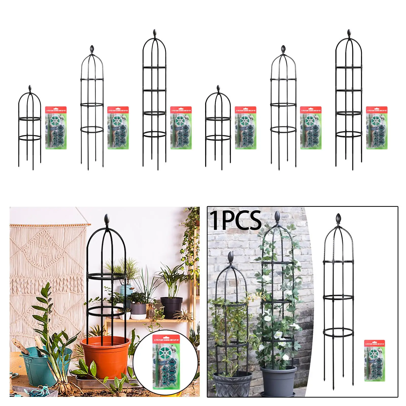 Garden Obelisk Trellis Multipurpose Decorative Durable Plant Support Cages for Potted Plants Roses Vines Indoor Climbing Plants