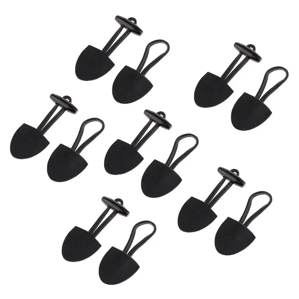 6 Pairs Classical Black Leather Horn Toggle Buttons Closures Coat Jacket Duffle Sweater Sewing Fasteners for Overcoat