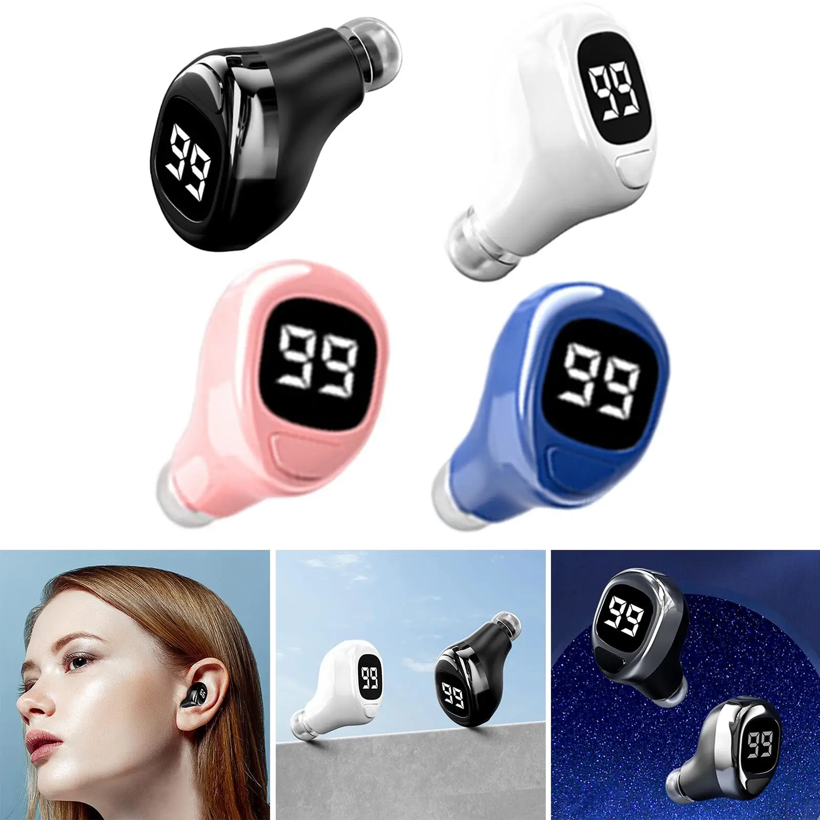 Mini F6 Single Ear Earbud Bluetooth Driving Sport 30H Music Noise Reduction