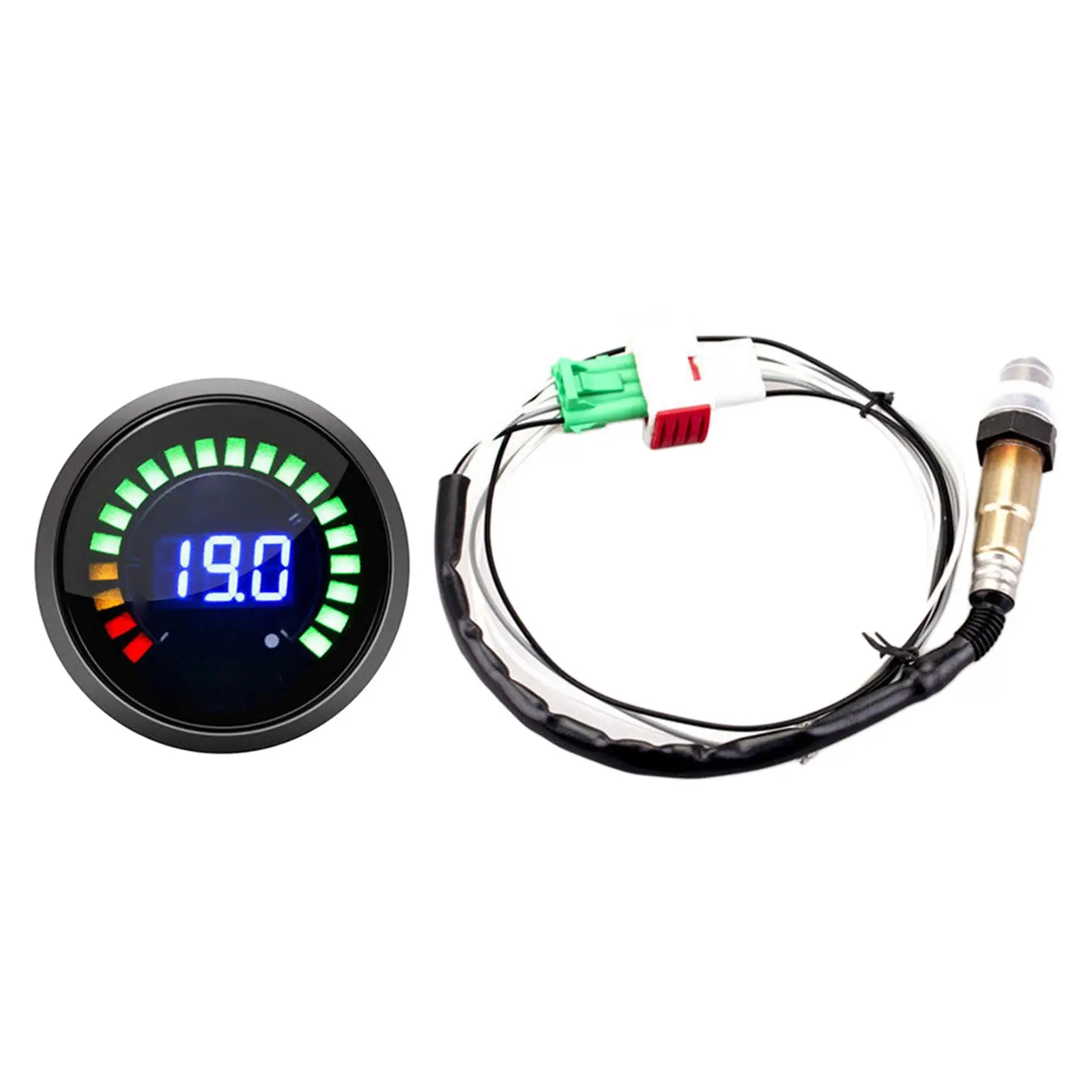 Air/Fuel Ratio Gauge with O2 Oxygen Sensor Fits for 12V Vehicle Easy to Install Replacement