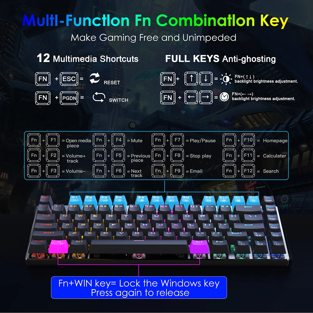 mini computer keyboard 81 Keys Mechanical Keyboard USB Wired LED RGB Backlit Axis Gaming Mechanical Keyboard OUTEMU Optical Switches For Desktop Laptop pc gaming keypad