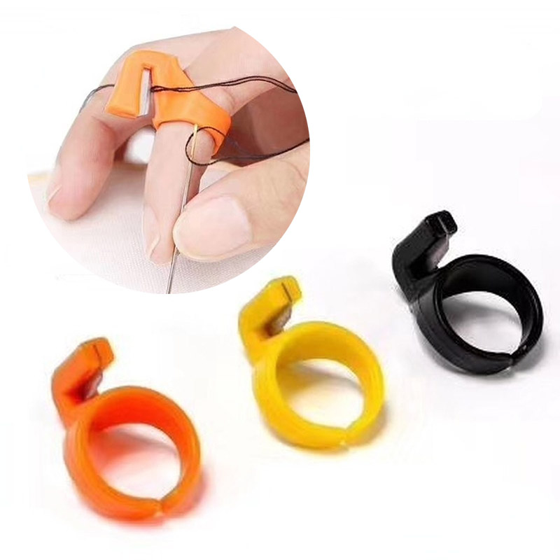 3 Teile/satz Kunststoff Nähgarn Cutter Finger Ring Klinge Faden Schneiden Fingerhut Nadel Hause DIY Nähmaschine Zubehör – Detail 1