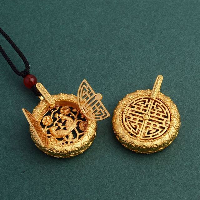 Chinoiserie Vintage Gold-plating Hollowed Out Encounter Luck Can 