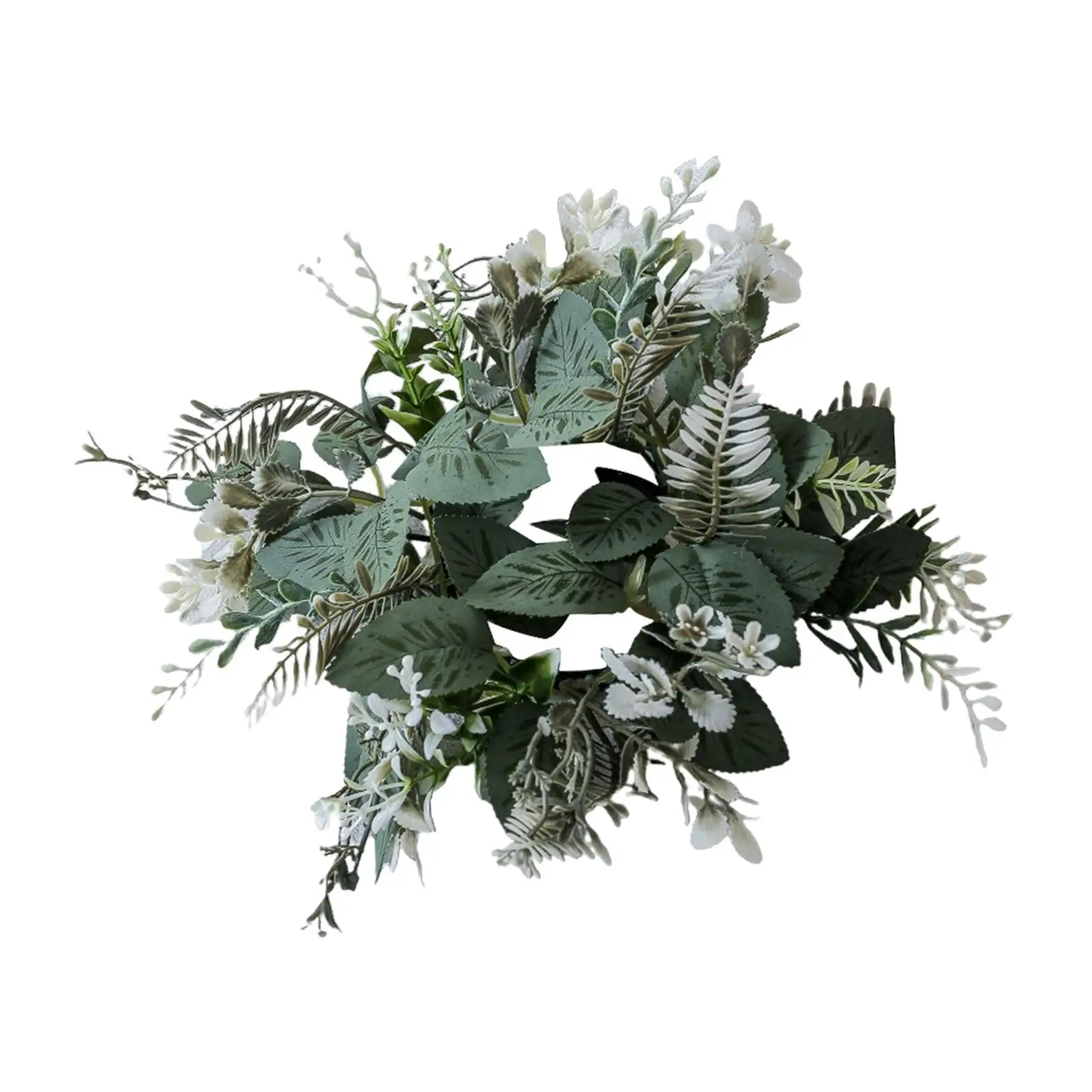 Greenery Candle Wreath Candle Garland Ring for Dining Table Bar Farmhouse