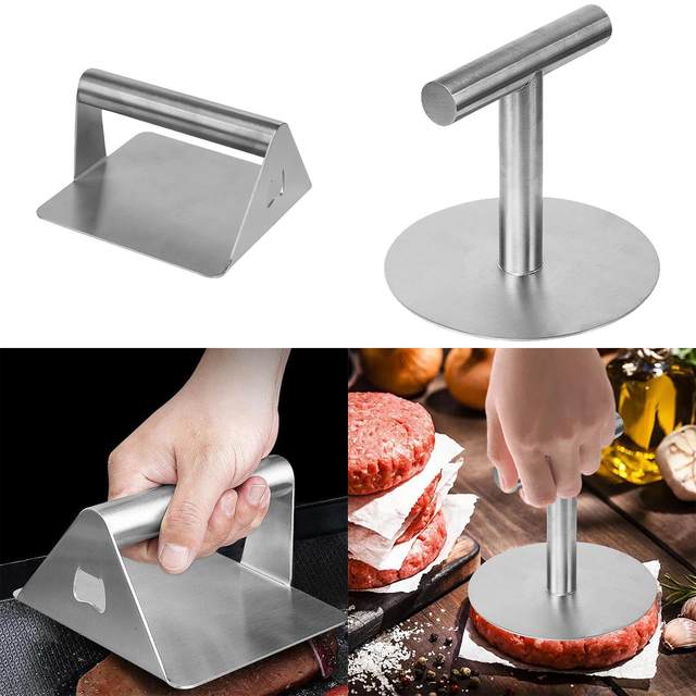 Ground Meat Smasher Meat Press Aluminum Hamburger Steak Smasher Tool Manual  Tortilla Stainless Steel Iron Squid Weight - AliExpress