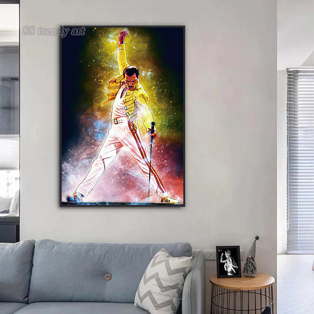 Freddie Mercury Glass Poster, Queen Founder Wall Decor, 3D Celebrity Art, Unique Decor for Hobby Corner, store Crazy Music Lover Gifts