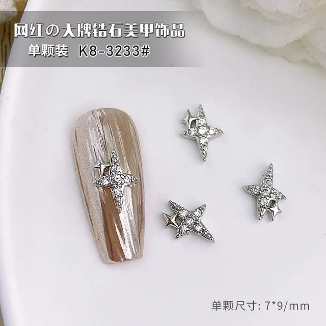 5pcs Nail Art Charms 3d Luxury Black Zircon Nail Diamonds Art