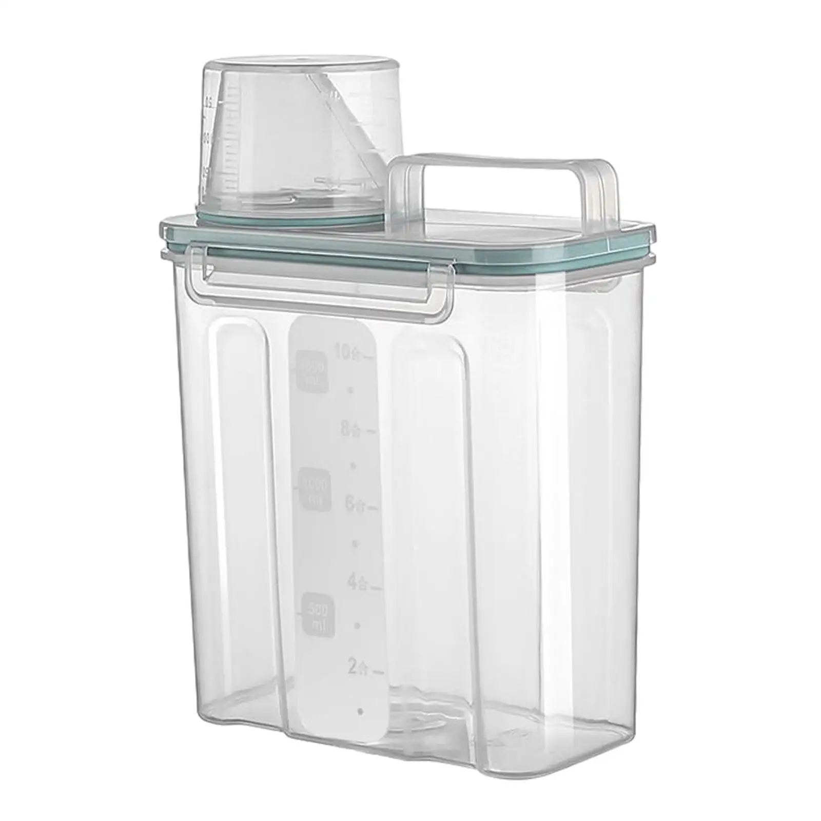 Laundry Detergent Holder with Lids Farmhouse Transparent Laundry Room Organization Multifunctional with Scale Rice Dispenser