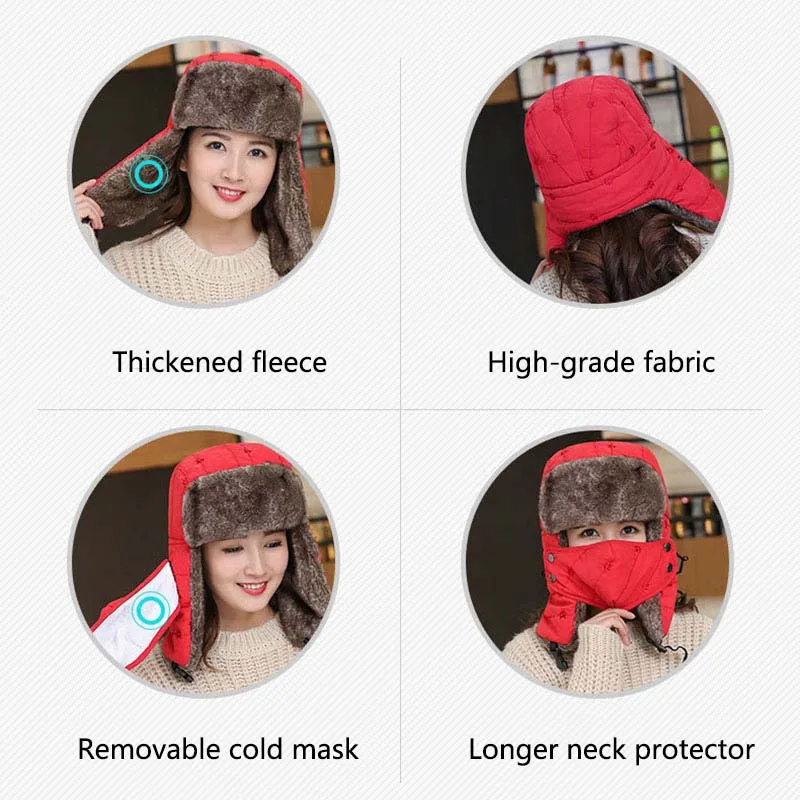 waterproof bomber hat 2022 New Fashion Winter Men's Winter Lei Feng Hat Trendy Women's Ear Cap Kitten Embroidered Fall/Winter Mask Hat mens aviator hat fur