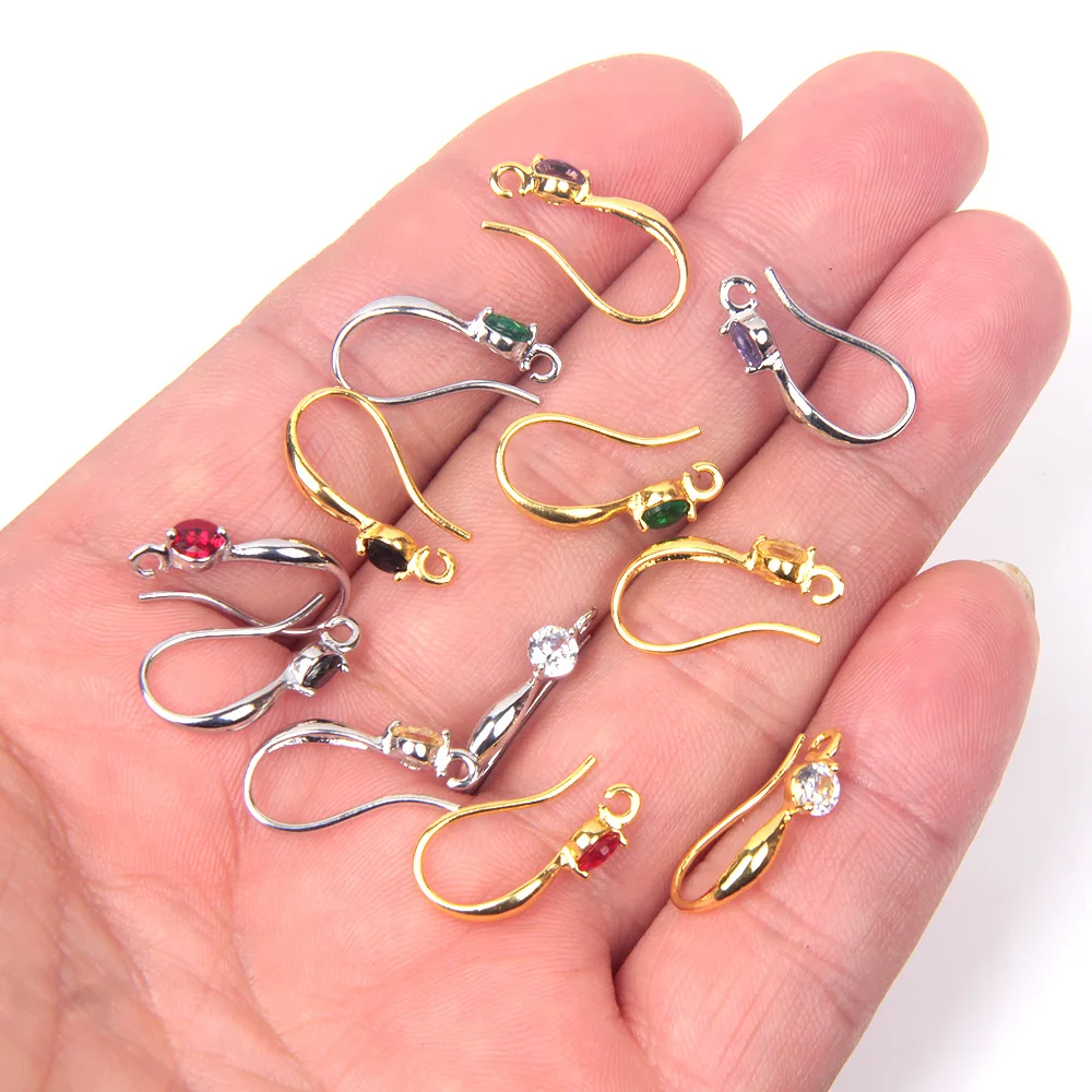 Showsang 20 Stück Schmuck Pass erreichen Nickel frei Gold Rhodiniert Kupfer, Zirkon Schmuck machen Ergebnisse DIY Ohrringe – Detail 2