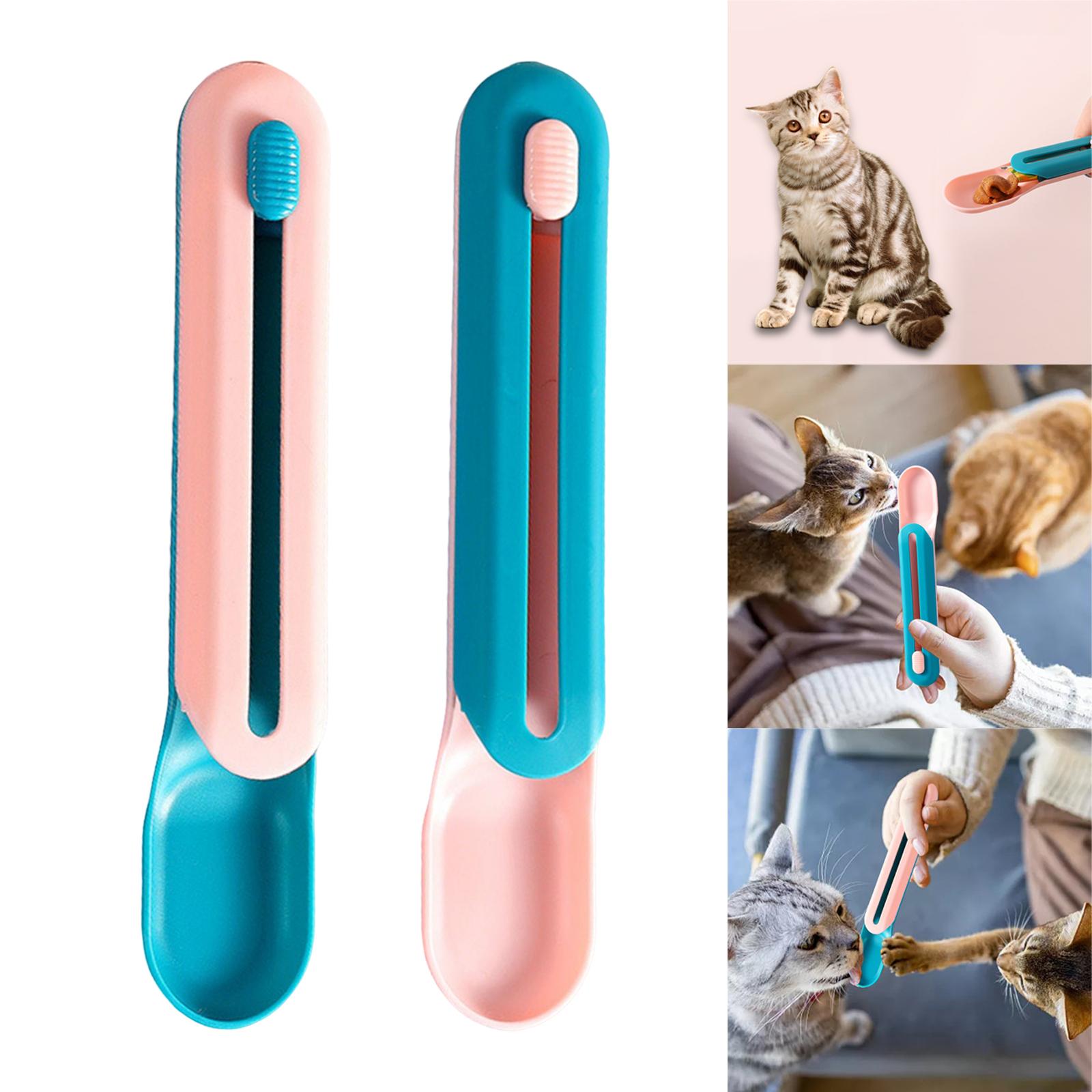 Cat Dog Treats Feeding Spoon Cat Strip Squeezer Puppy Kitty Liquid Food Feeder Plastic Pets Tableware Portable Cat Feeder