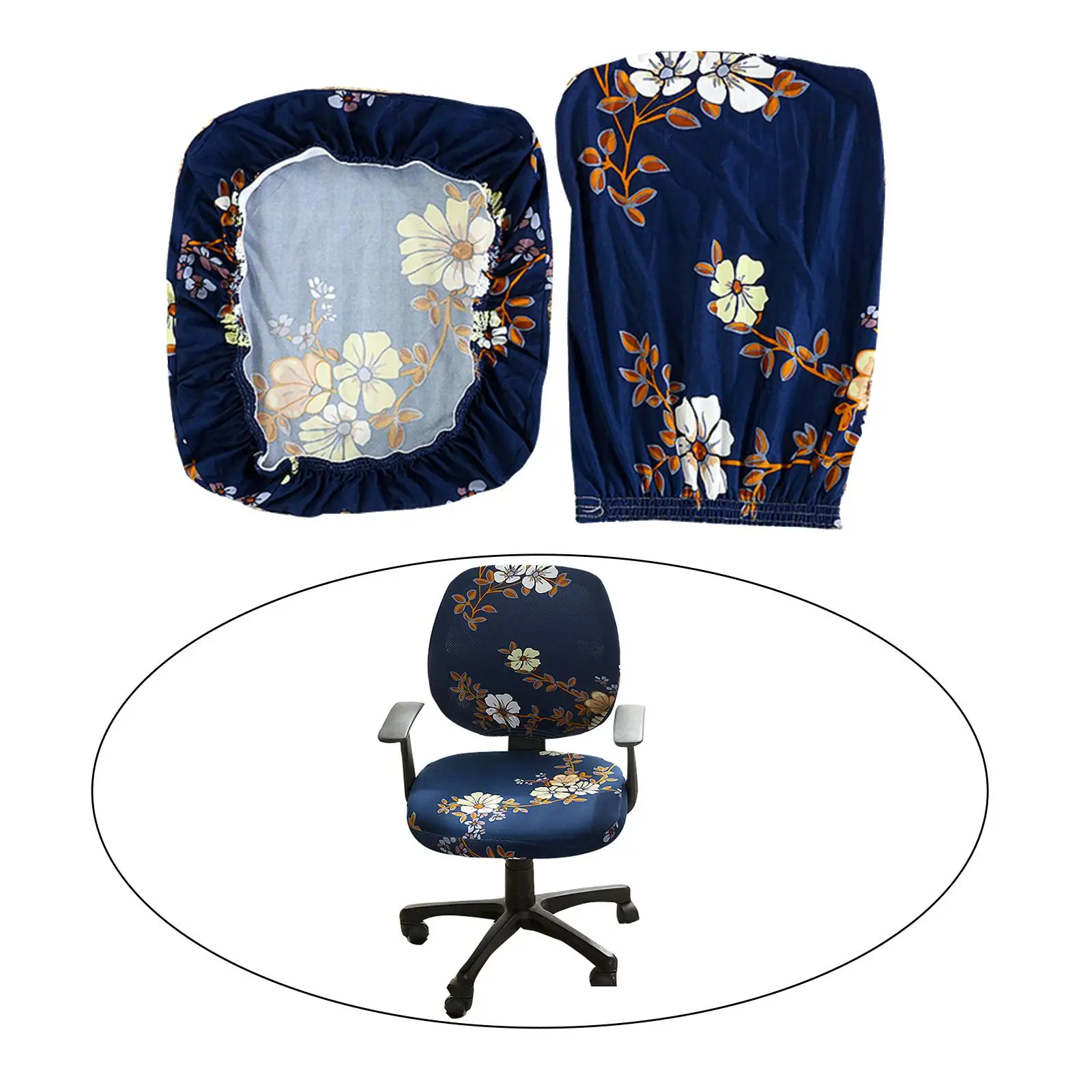 Stretchy Desk Chair Seat Protector Polyester Machine Washable Soft Dustproof Rotating Chair Slipcover for Computer Chair